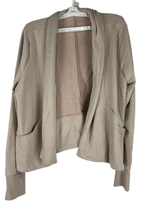 Harmony And Balance Open Front Cardigan Womens Large Neutral Tan Knit - Picture 1 of 6